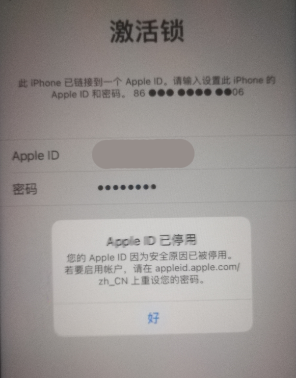 大洼苹果手机维修分享iPhone 12 出现提示“Apple ID 已停用”怎么办 